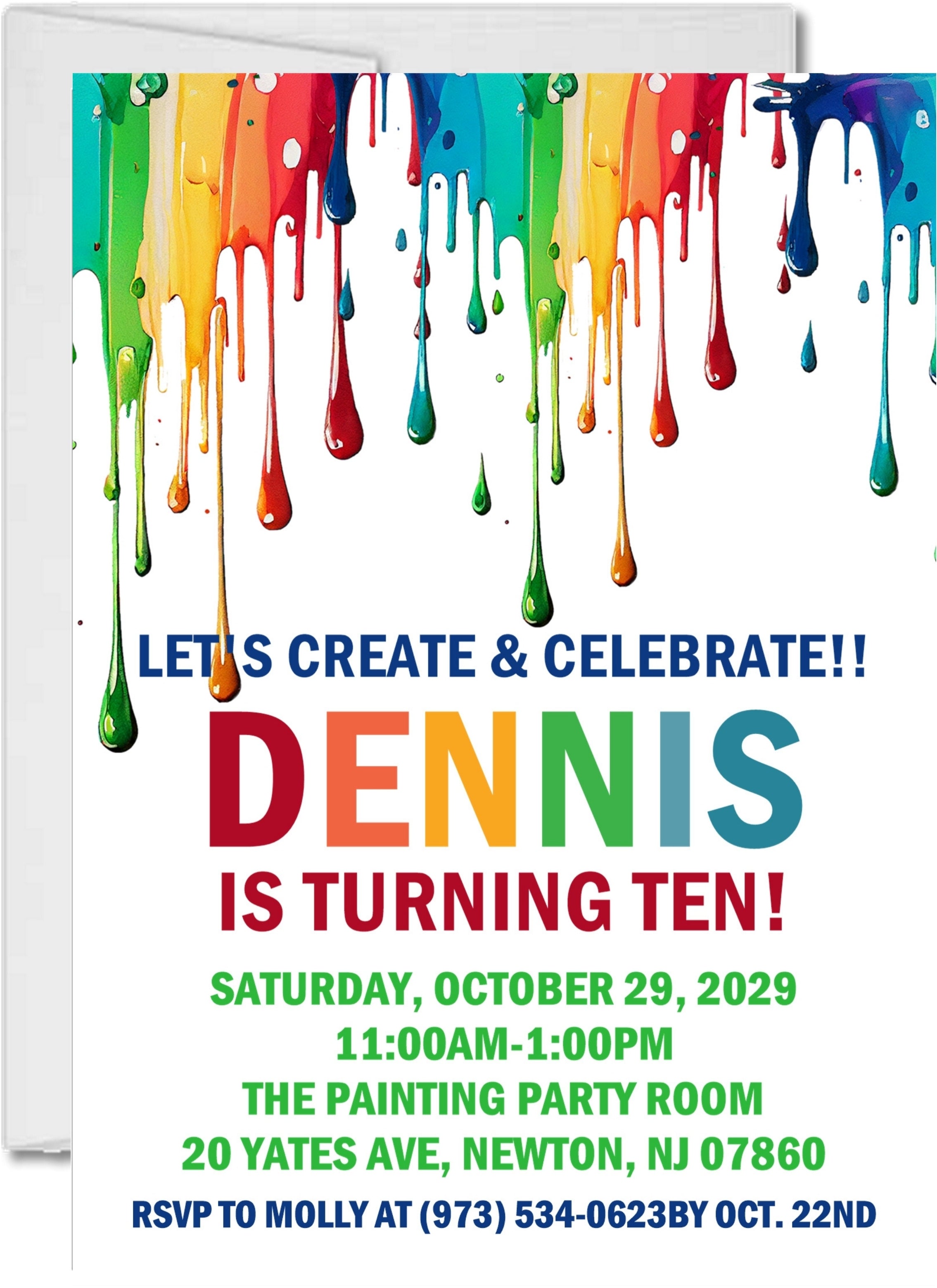 Colorful Paint Birthday Party Invitations