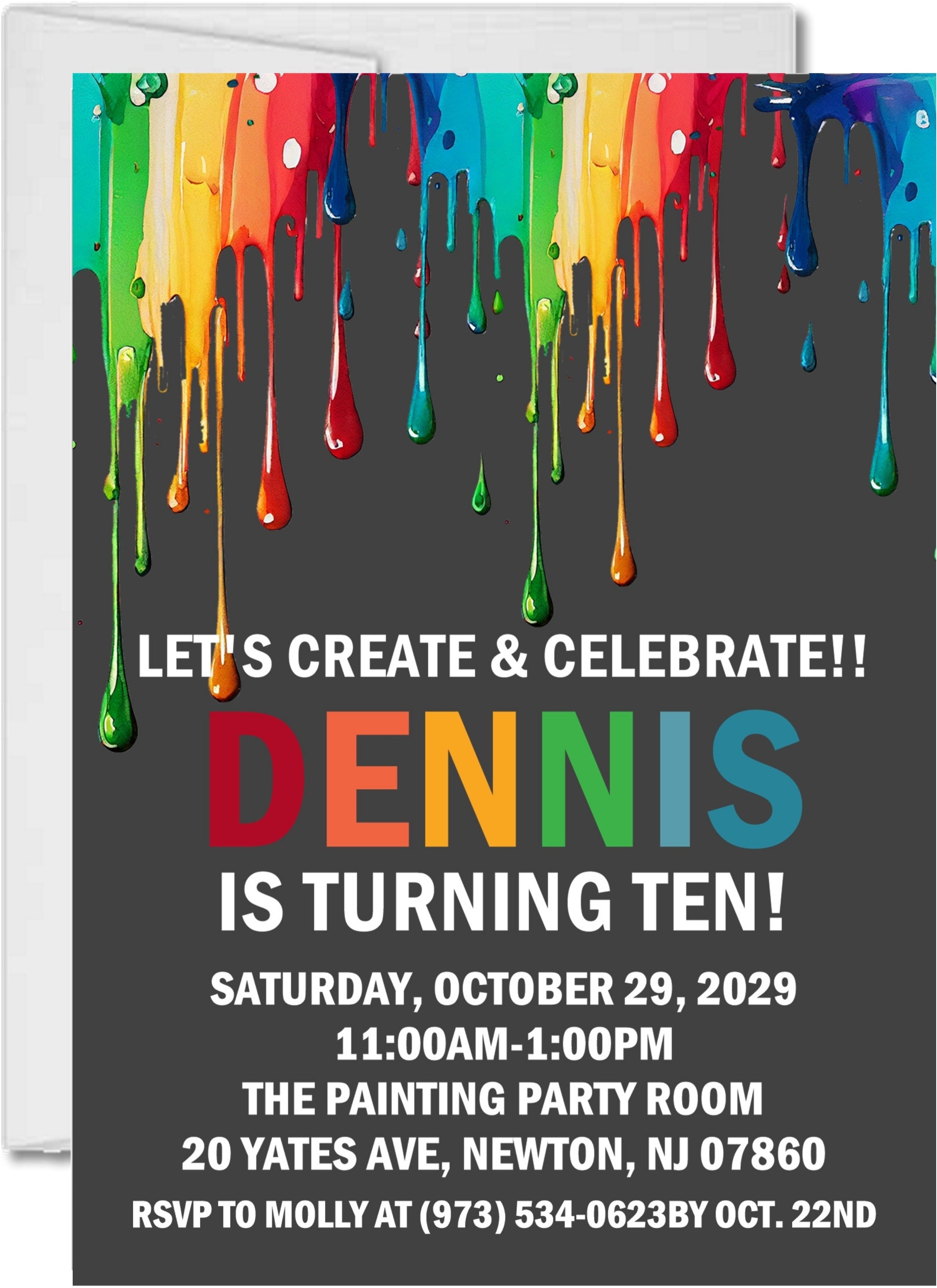 Colorful Paint Birthday Party Invitations