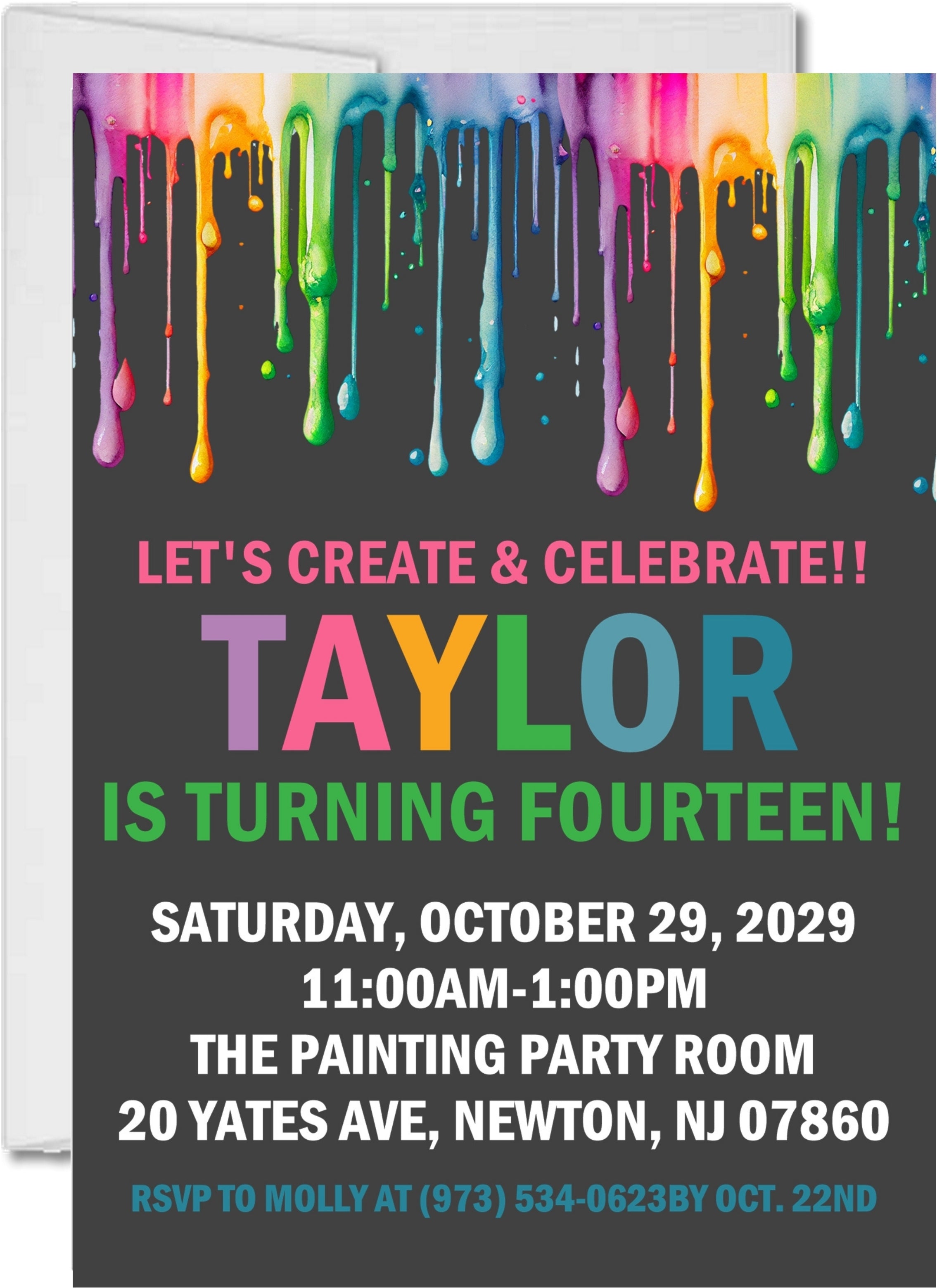 Colorful Paint Birthday Party Invitations