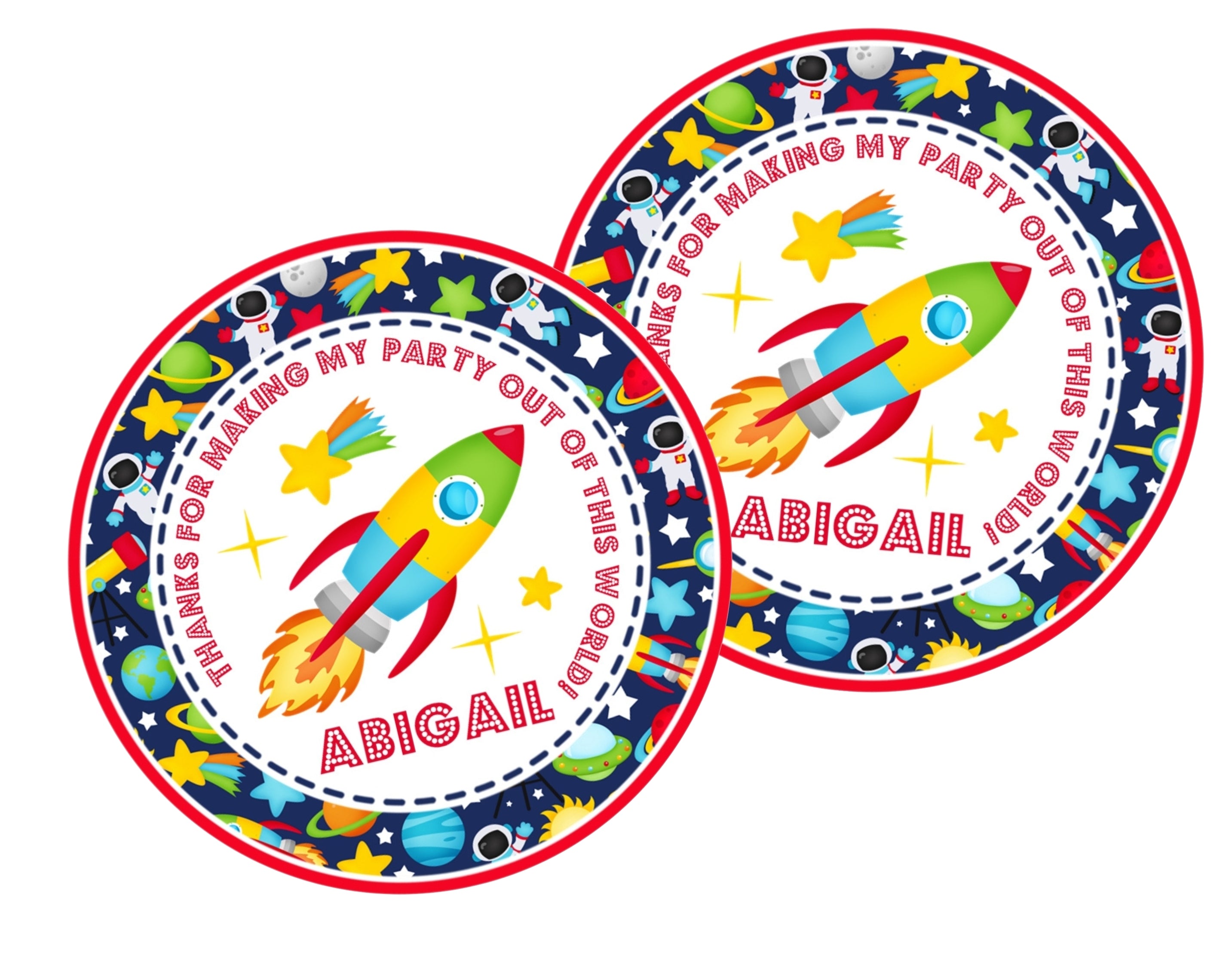 Space Birthday Party Stickers Or Favor Tags