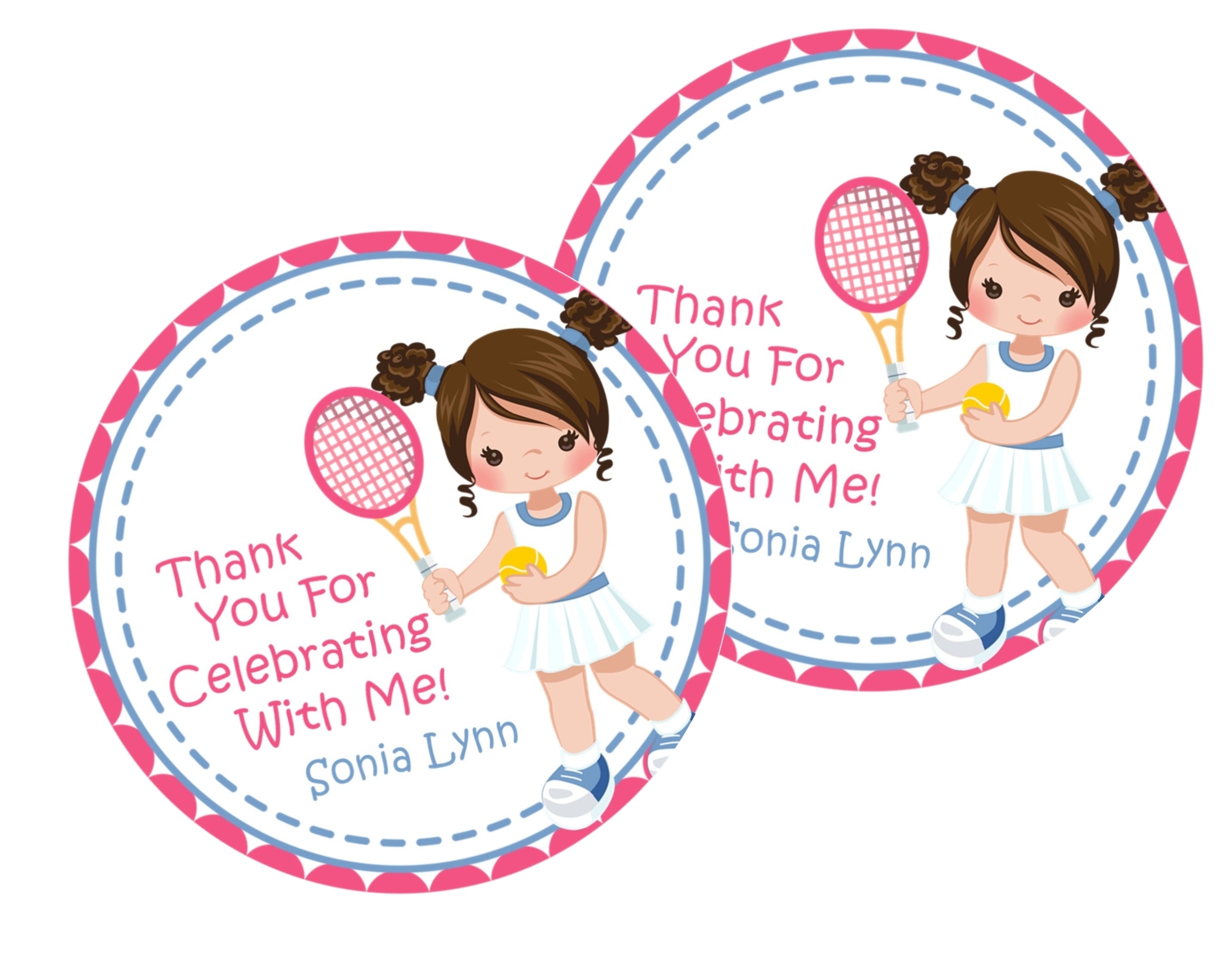 Girls Tennis Birthday Party Stickers Or Favor Tags