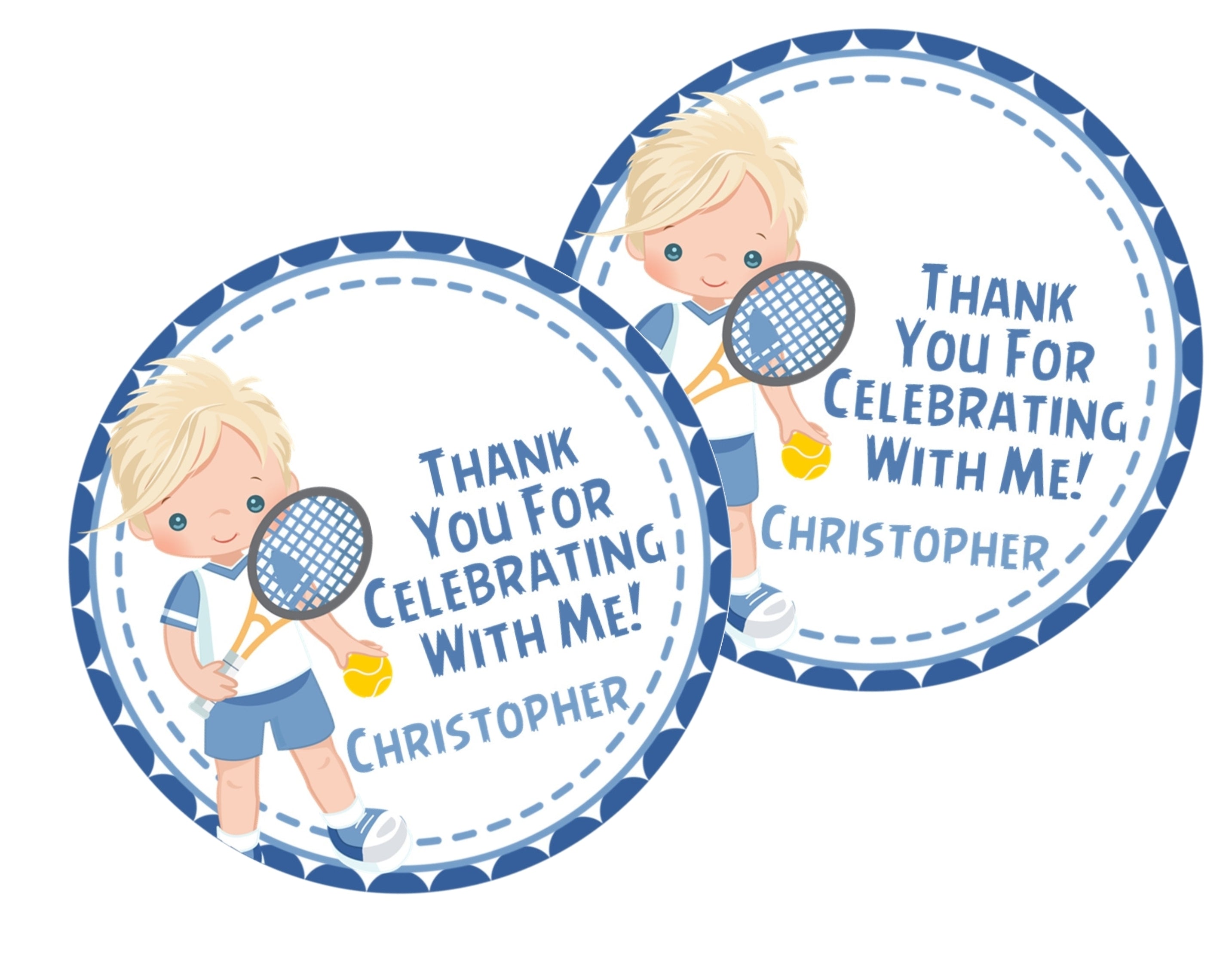 Boys Tennis Birthday Party Stickers Or Favor Tags