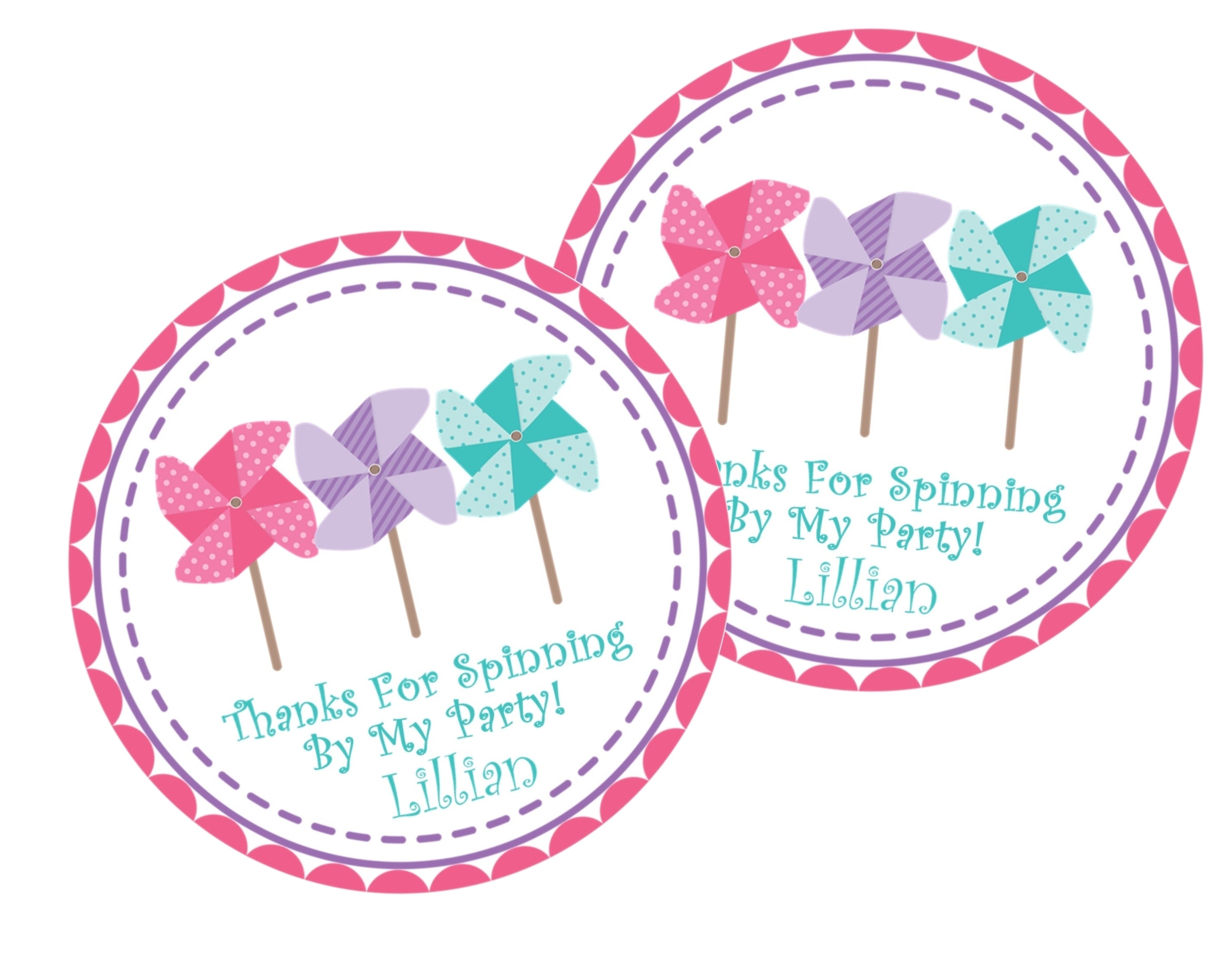 Pinwheel Birthday Party Stickers Or Favor Tags