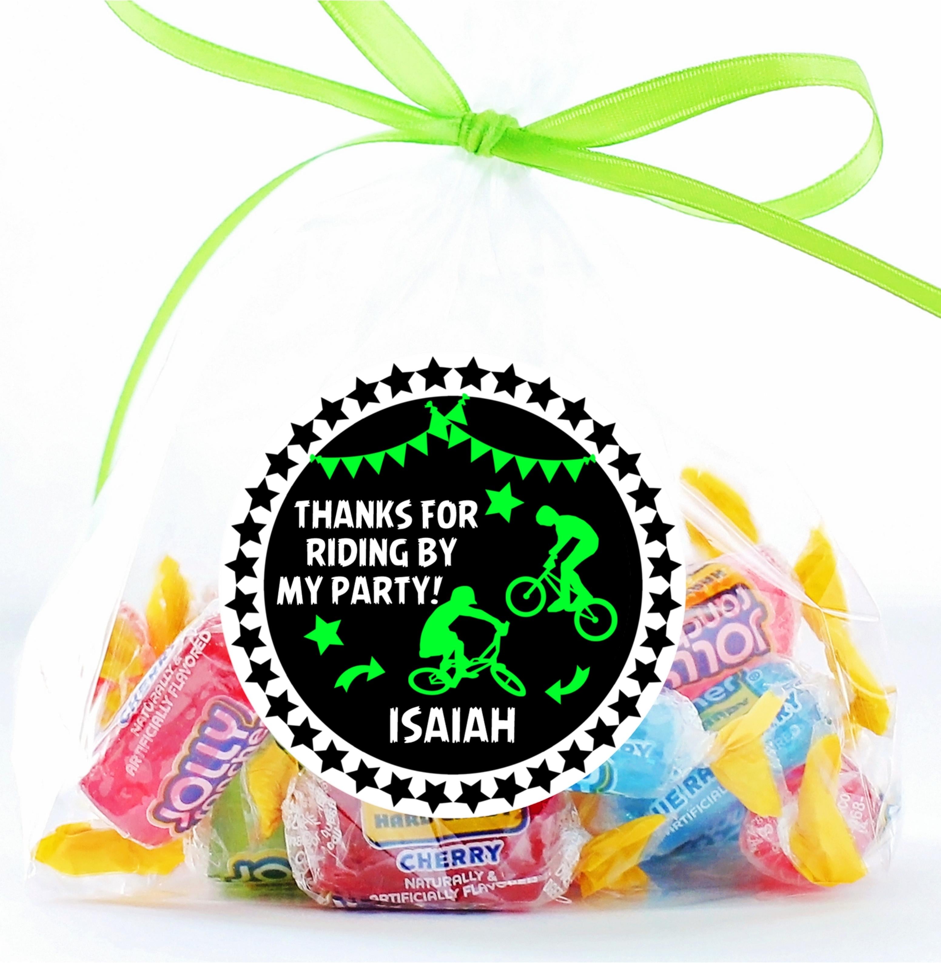 Neon Green And Black BMX Birthday Party Stickers