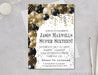 Black And Gold Balloon Super 16 Birthday Party Invitations