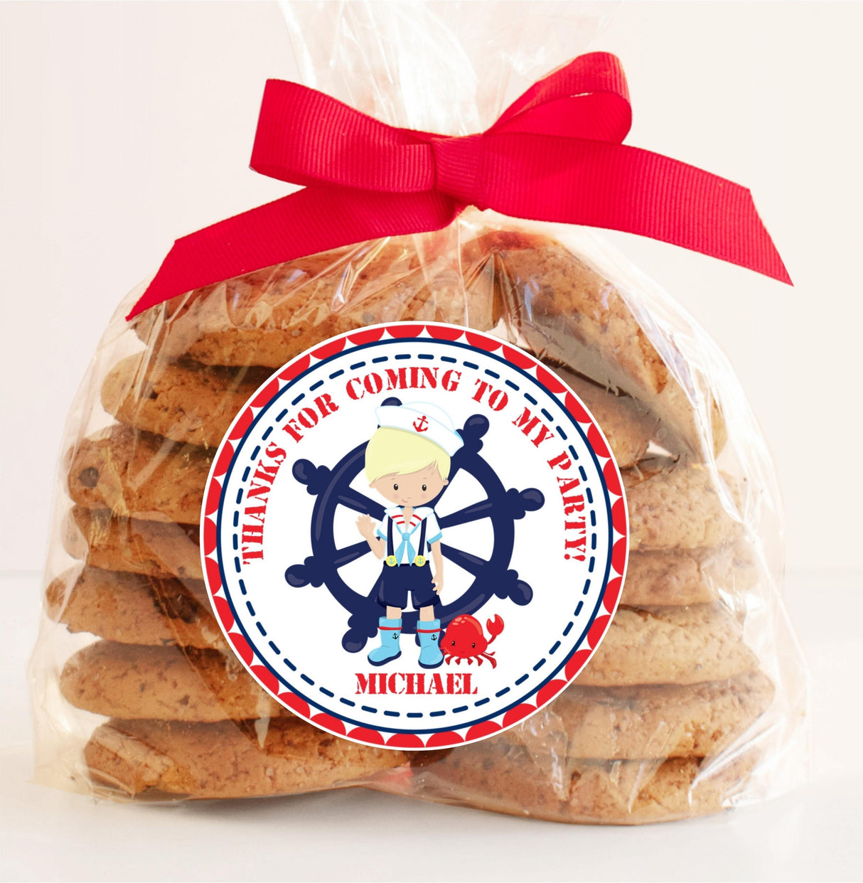 Blonde boys nautical birthday sticker