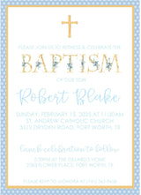 Blue And Gold Baptism Invitations