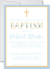 Blue And Gold Baptism Invitations