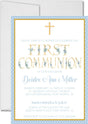 Blue And Gold First Communion Invitations