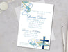 Blue And Gold Flourish Baptism Invitations