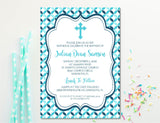 Blue And Turquoise Baptism Invitations