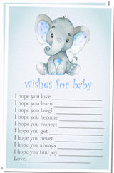 Blue Elephant Baby Shower Wish Cards