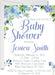 Blue Floral Baby Shower Invitations