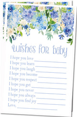 Blue Floral Baby Shower Wish Cards