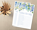 Blue Floral Baby Shower Wish Cards