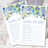 Blue Floral Baby Shower Wish Cards