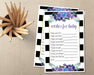 Blue, Purple, Black & White Floral Baby Shower Wish Cards