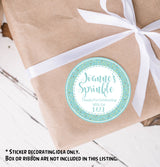 Blue-green sprinkle design baby shower stickers