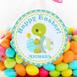 Blue Easter turtle sticker with chick and egg