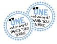 Blue “One and Rocking It” 1st birthday sticker with sunglasses