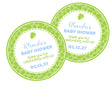 Blue and green tropical leaf baby shower sticker for boys