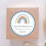 Blue and tan boho rainbow baby shower sticker