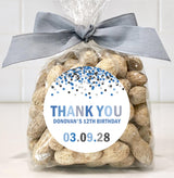Blue confetti birthday sticker labels