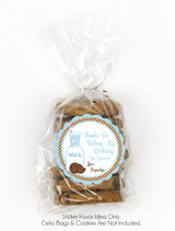 Blue cookie birthday sticker for treat bags