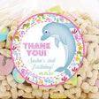 Blue dolphin birthday party sticker