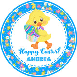 Blue easter duck sticker favor label