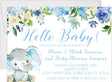 Blue elephant sip and see invitation