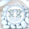Blue elephant twins baby shower stickers for boys