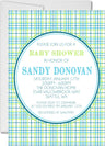 Blue green plaid pattern baby shower invitation cards modern classic style