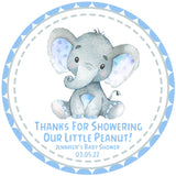 Blue grey safari elephant baby shower sticker