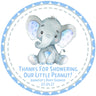 Blue grey safari elephant baby shower sticker