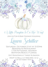 Blue lavender baby shower invitation