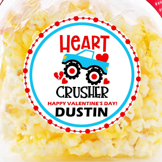 Blue monster truck Valentine sticker