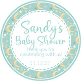 Blue moon stars baby shower stickers