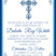 Blue ornate cross baptism invitation with decorative border