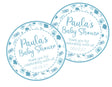 Blue seashell and anchor baby shower sticker