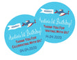 Blue sky airplane birthday sticker with banner