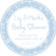 Blue snowflake baby shower sticker with soft winter pattern