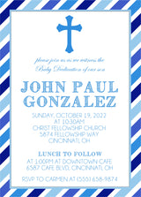 Blue striped confirmation invitation for boys