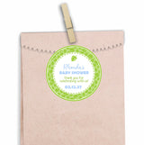 Blue tropical leaf baby shower sticker with modern monstera style