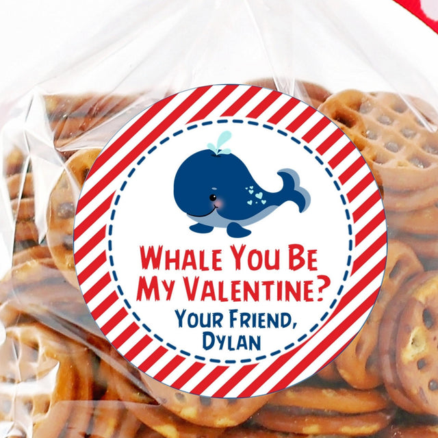 Blue whale Valentine sticker