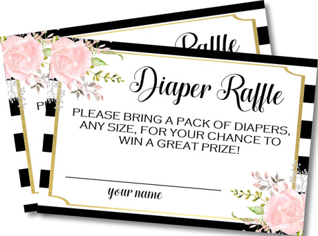 Blush Floral Baby Shower Diaper Raffle Tickets Printable PDF Download