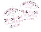 Blush confetti party favor label