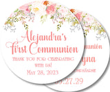 Blush flower communion favor label personalized