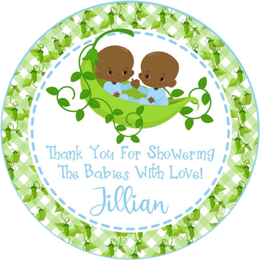 Boy Twins Two Peas In A Pod Baby Shower Stickers Or Favor Tags