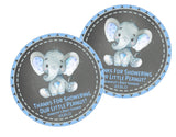 Boy baby shower favor stickers – safari elephant theme